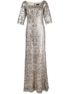 Tadashi Shoji Beaded A-line Gown - Metallic