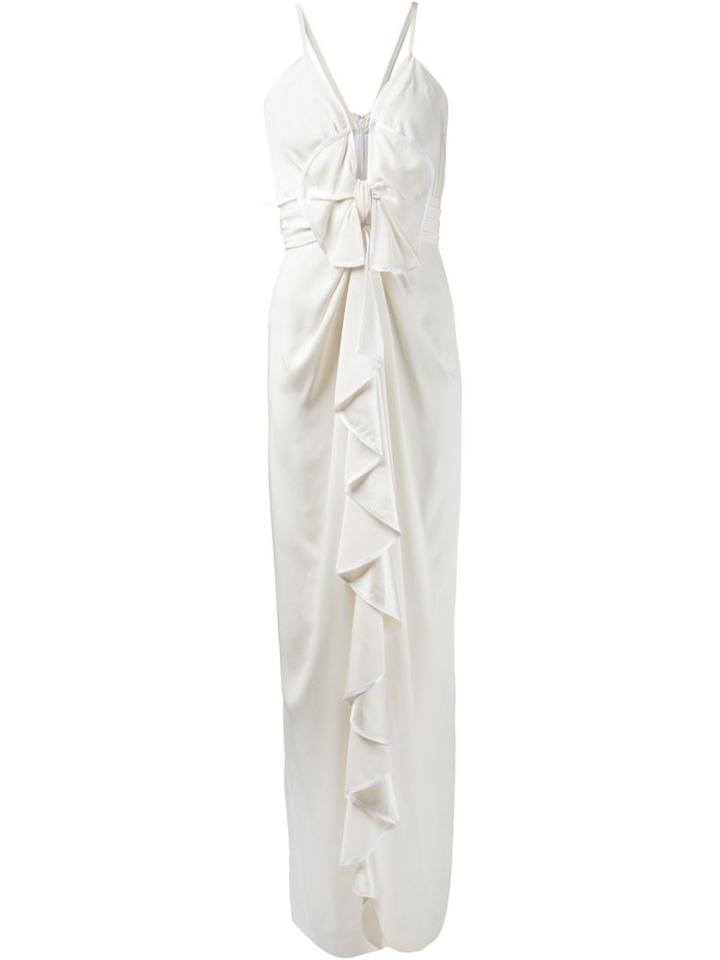 Fleur Du Mal Ruffle Front Evening Gown, Women's, Size: 2, White, Silk