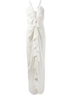 Fleur Du Mal Ruffle Front Evening Gown, Women's, Size: 2, White, Silk