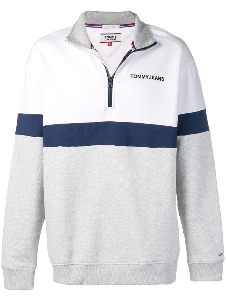 Tommy Jeans Logo Embroidered Sweatshirt - White