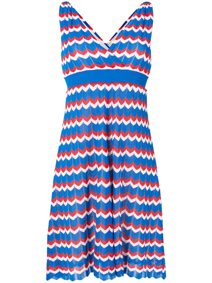 P.a.r.o.s.h. V-neck Printed Dress - Blue
