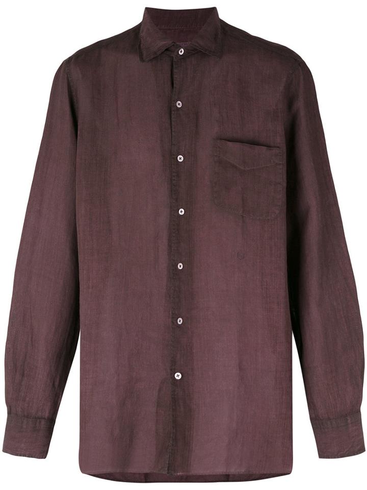 Massimo Alba - Long Sleeve Pocket Shirt - Men - Ramie - M, Pink/purple, Ramie