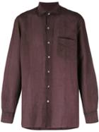 Massimo Alba - Long Sleeve Pocket Shirt - Men - Ramie - M, Pink/purple, Ramie