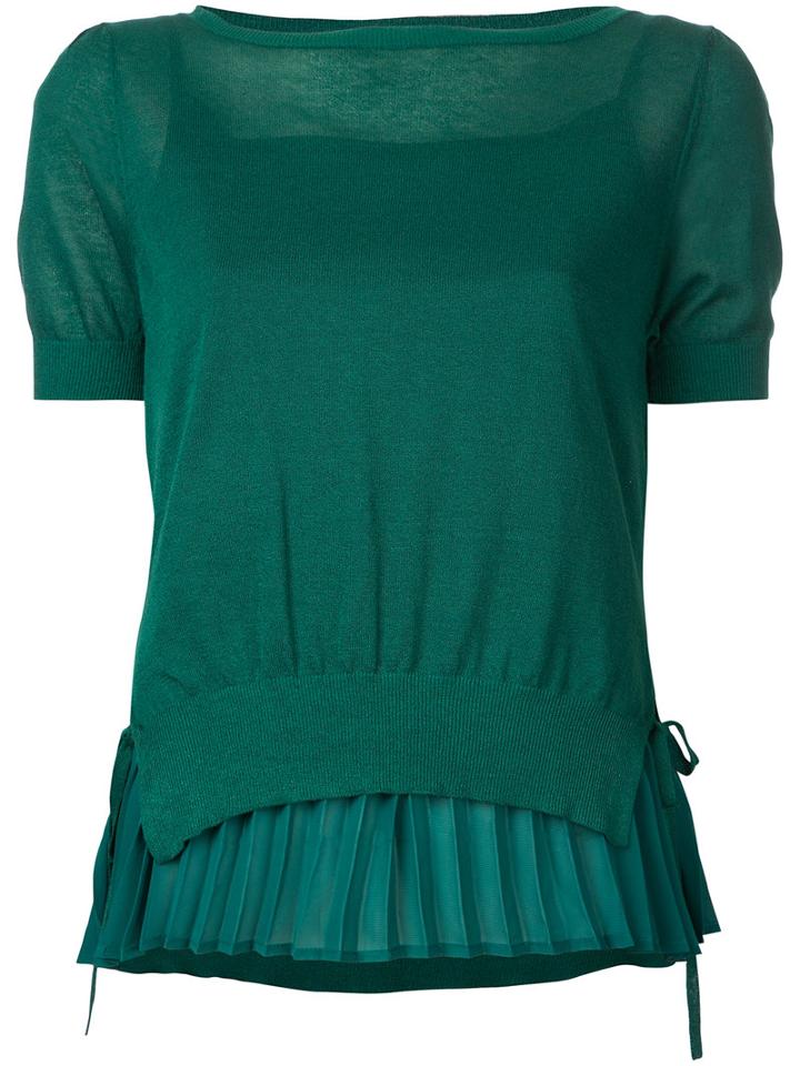 Estnation - Layered Top - Women - Rayon - 38, Green, Rayon