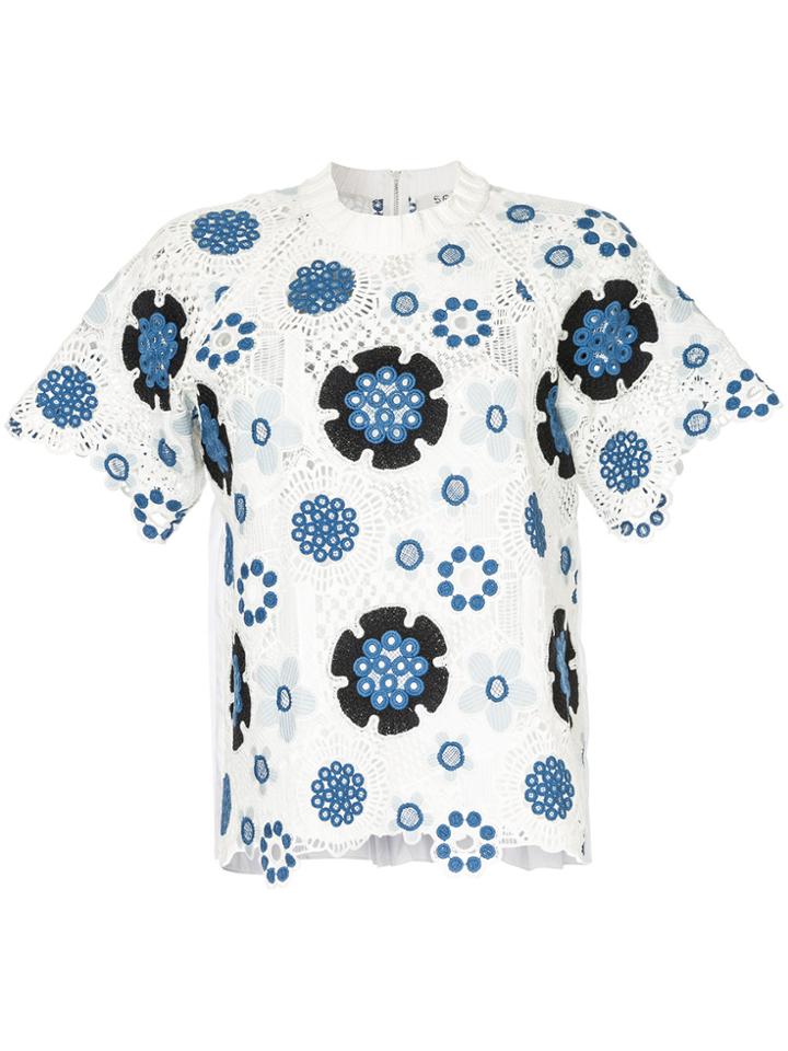 Sea Floral Crochet T-shirt - White