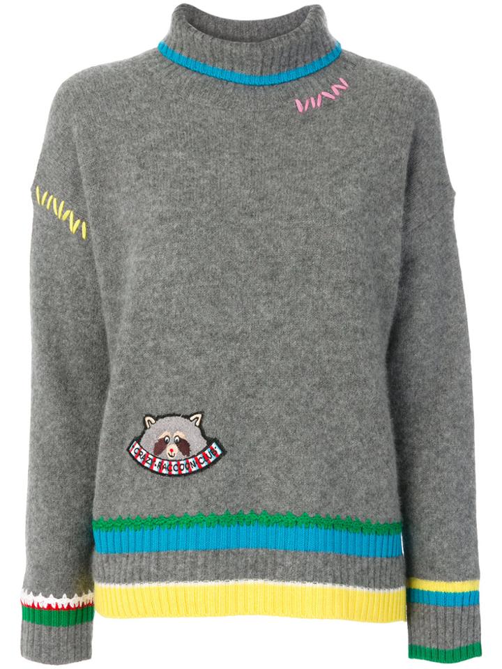 Mira Mikati Patched Colour Block Jumper - Grey