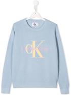 Calvin Klein Kids Teen Embroidered Logo Jumper - Blue
