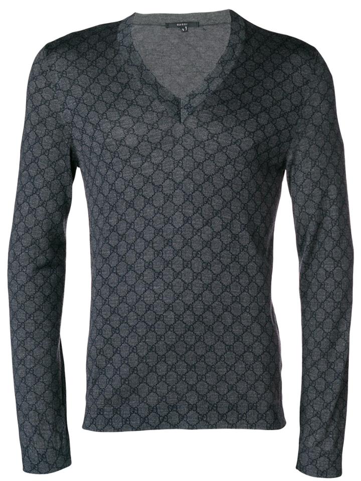 Gucci Vintage Logo Intarsia Sweater - Grey