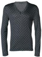 Gucci Vintage Logo Intarsia Sweater - Grey