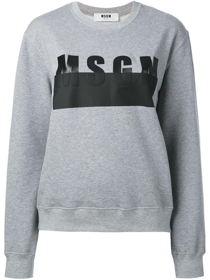 Msgm - Logo Print Sweatshirt - Women - Cotton/viscose - L, Grey, Cotton/viscose
