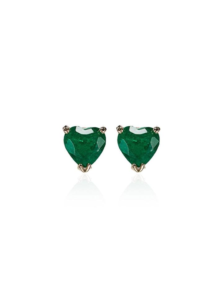 Shay 18k Gold Heart-shaped Emerald Stud Earrings - Metallic