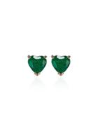 Shay 18k Gold Heart-shaped Emerald Stud Earrings - Metallic