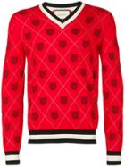 Gucci Tiger Argyle Sweater - Red