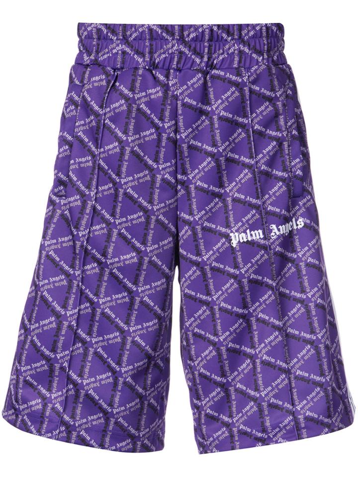 Palm Angels Storm Monogram-print Track Shorts - Pink & Purple