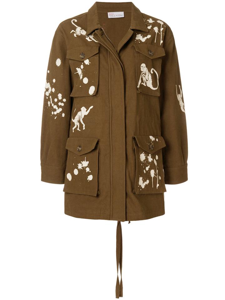 Red Valentino Monkey Print Military Jacket - Green