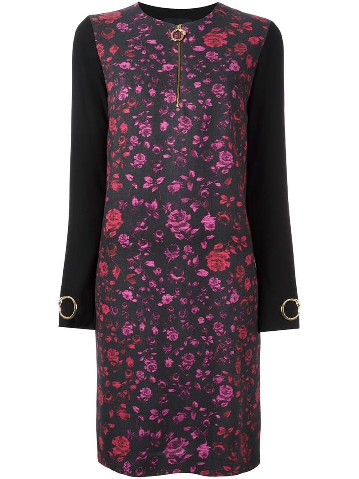 Cavalli Class Contrast Back Shift Dress, Women's, Size: 40, Black, Polyester/acetate/viscose/virgin Wool