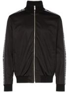 Givenchy Ticker Sleeve Logo Zip Up Track Jacket - Black