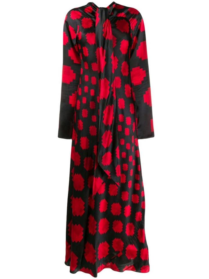 Marni Long Geometric Pattern Dress - Red