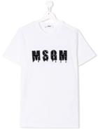 Msgm Kids Teen Beaded Logo T-shirt - White