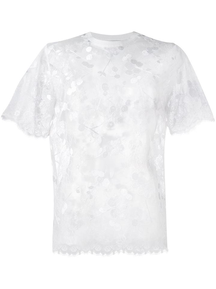 Carven Semi Sheer Blouse, Women's, Size: 38, White, Polyester/nylon/cotton