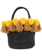 Sensi Studio Baby Pompom Tassels Tote - Black