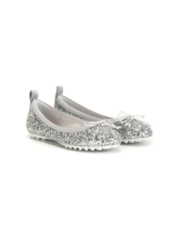Tod S Kids Glitter Ballerinas, Girl's, Size: 33, Grey