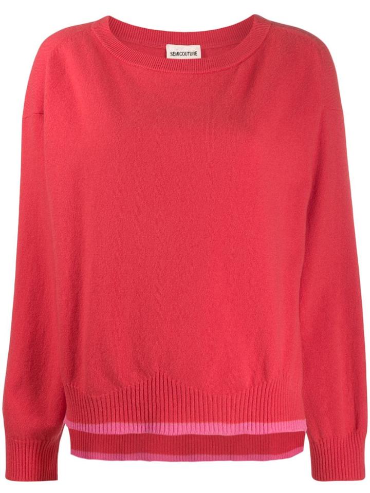 Semicouture Two Tone Knit Jumper - Red