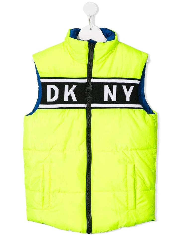 Dkny Kids Teen Reversible Padded Gilet - Yellow