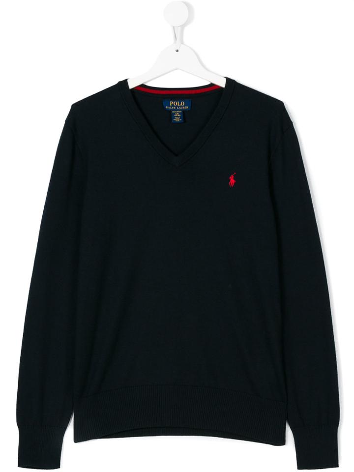 Ralph Lauren Kids V-neck Sweater - Blue