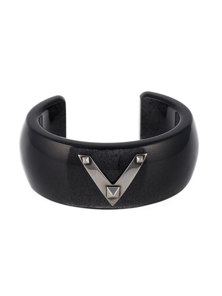 Valentino Garavani Rockstud Cuff, Women's, Size: M, Black, Acrylic/metal Other