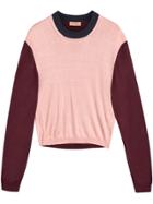 Burberry Colour Block Silk Cashmere Sweater - Pink & Purple