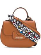 Love Moschino Small Satchel Bag With Printed Shoulder Strap - Nude &