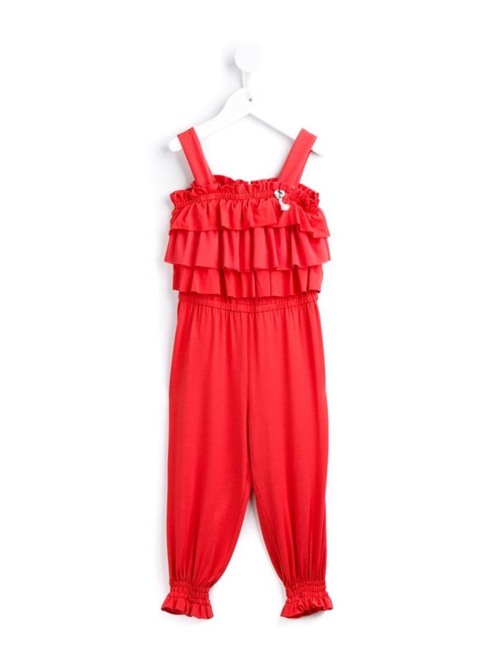 Loredana Ruffled Jumpsuit, Girl's, Size: 6 Yrs, Red