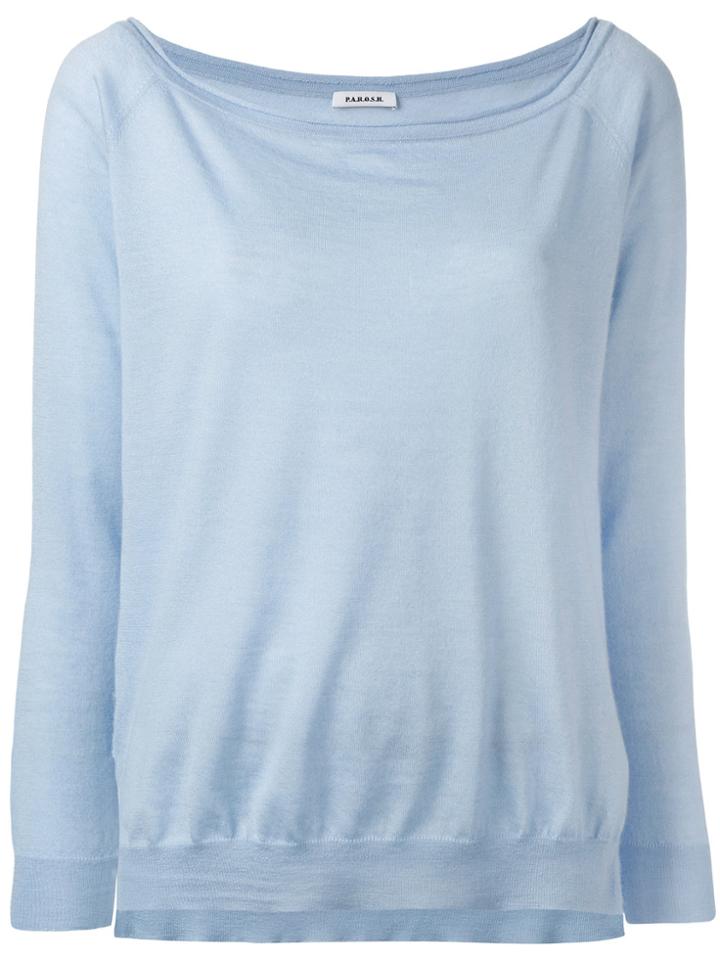 P.a.r.o.s.h. Cashmere Knitted Slit-hem Sweater - Blue