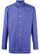 Canali Slim-fit Casual Shirt, Men's, Size: Large, Blue, Cotton