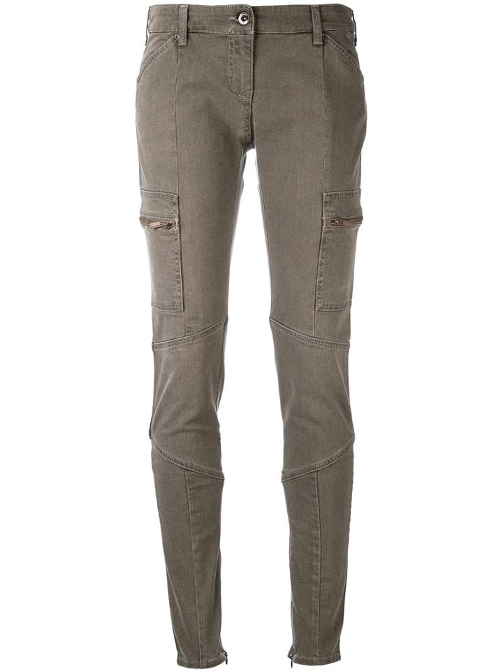 Leg Pockets Skinny Trousers - Women - Cotton/spandex/elastane - 40, Nude/neutrals, Cotton/spandex/elastane, Armani Jeans
