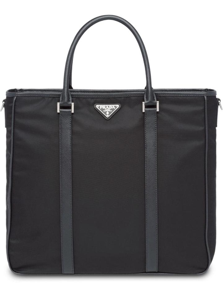 Prada Saffiano Trim Tote - Black