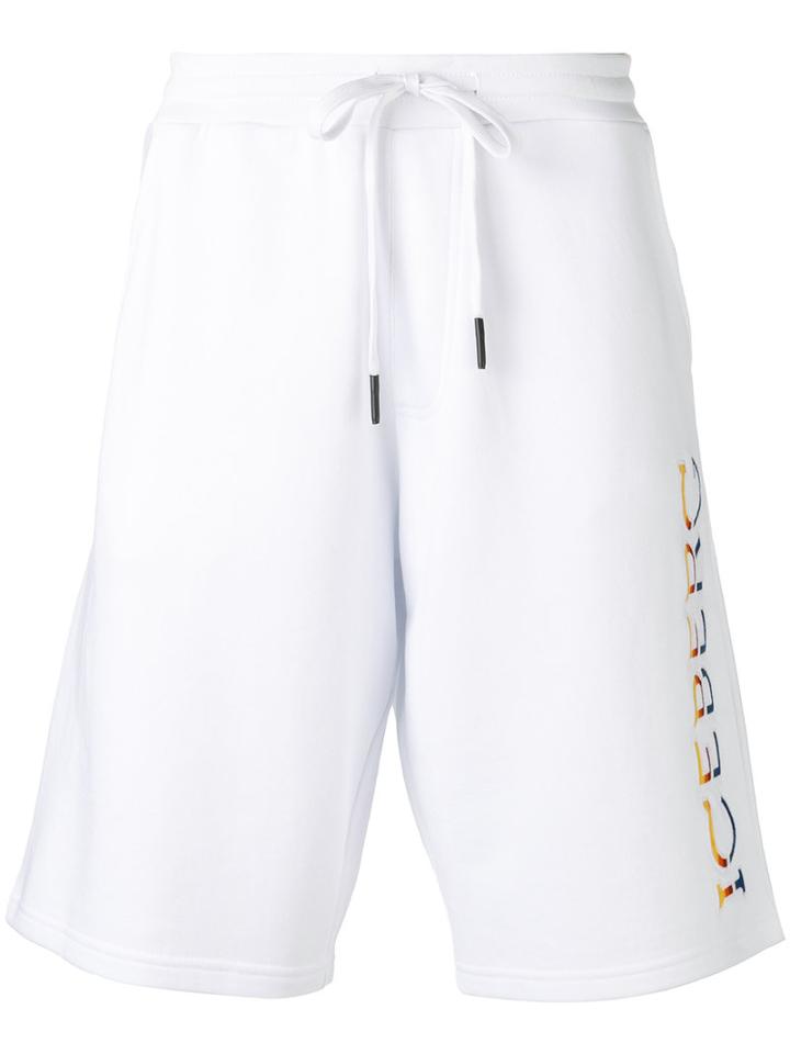 Iceberg Jersey Lettering Logo Shorts, Men's, Size: Large, White, Cotton/polyester