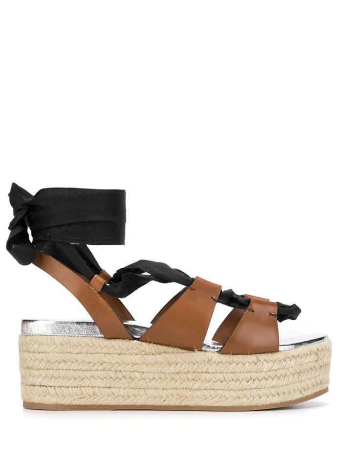 Miu Miu Flatform Sandals - Brown