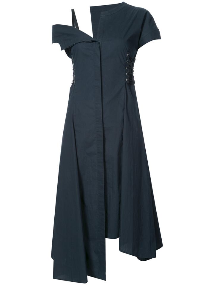 Jason Wu Asymmetric Lace-up Midi Dress - Black