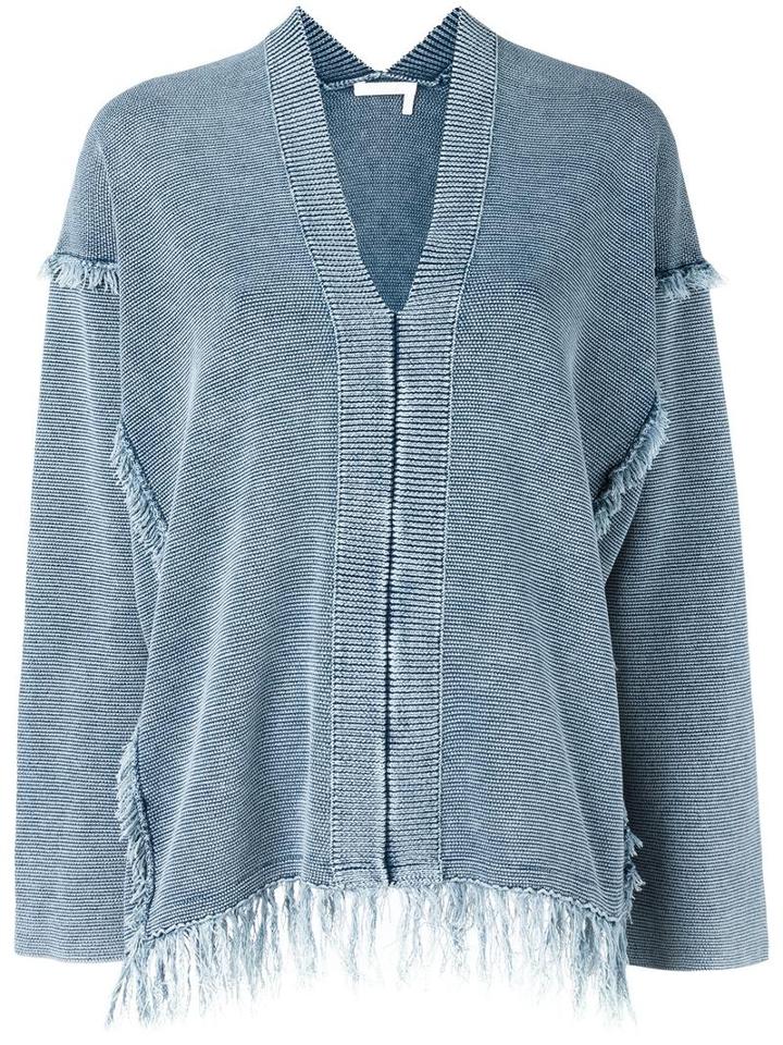 Chloé Fringed Jumper, Women's, Size: Xs, Blue, Cotton