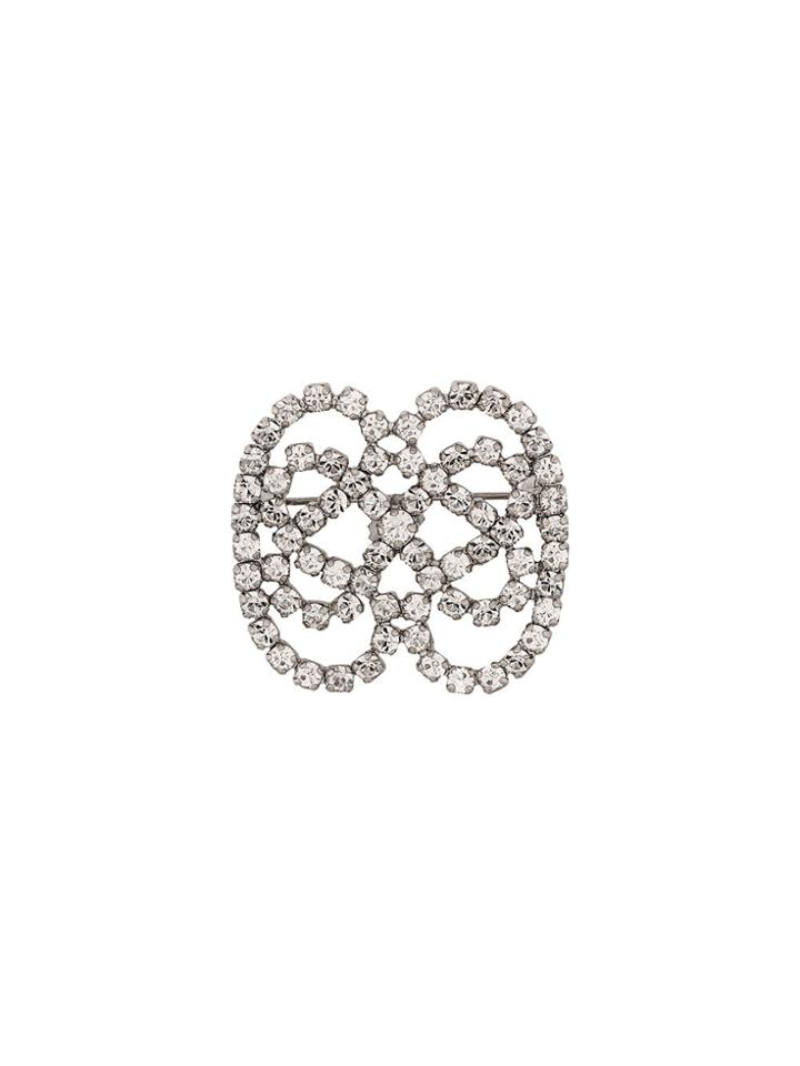 Christian Dior X Susan Caplan 1976 Archive Bow Crystal Brooch - Silver