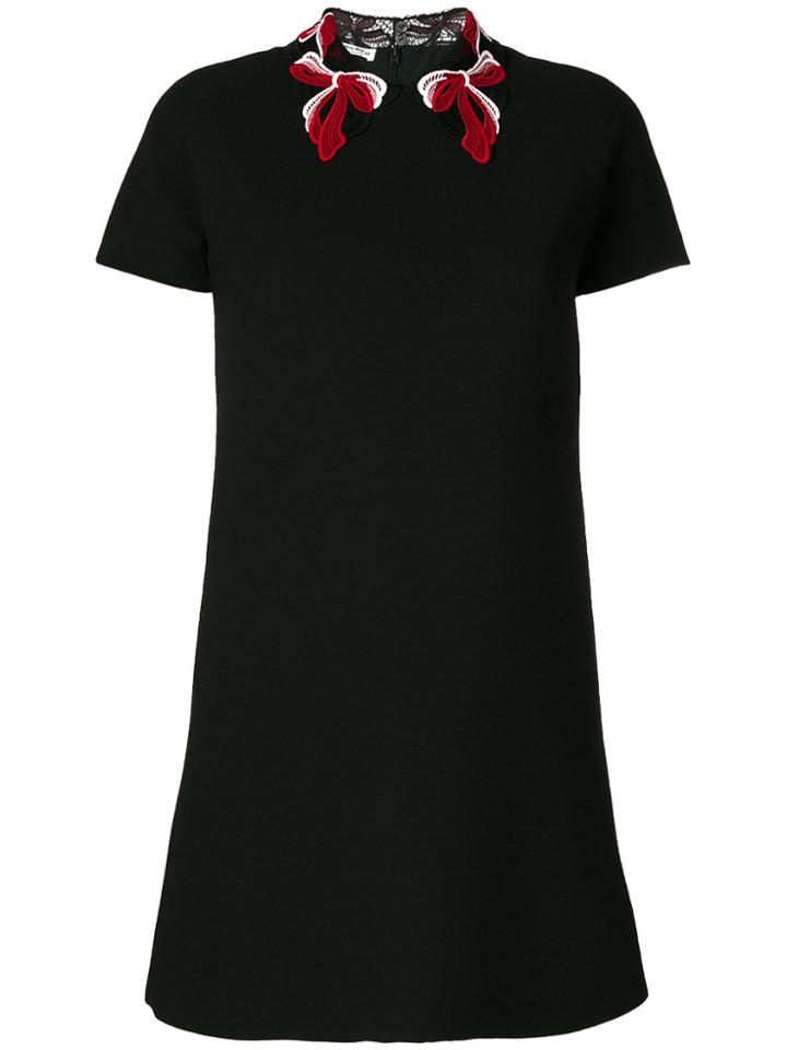 Miu Miu Embroidered Lace Collar Dress - Black