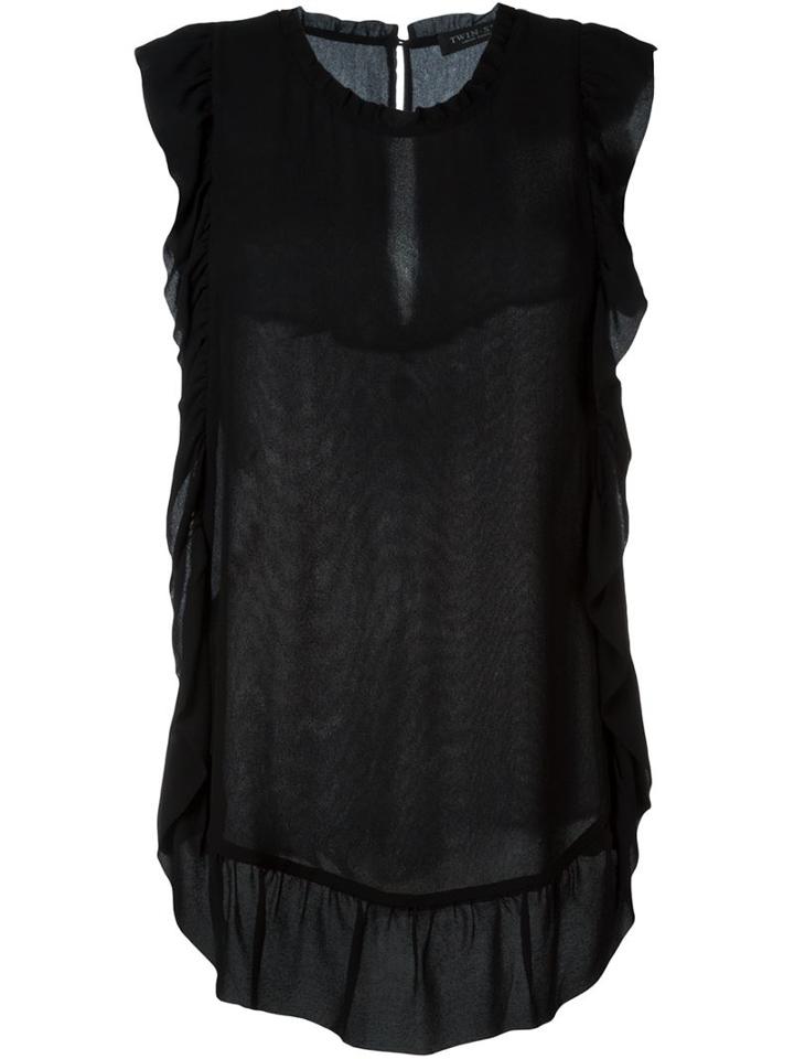 Twin-set Sheer Ruffle Tank