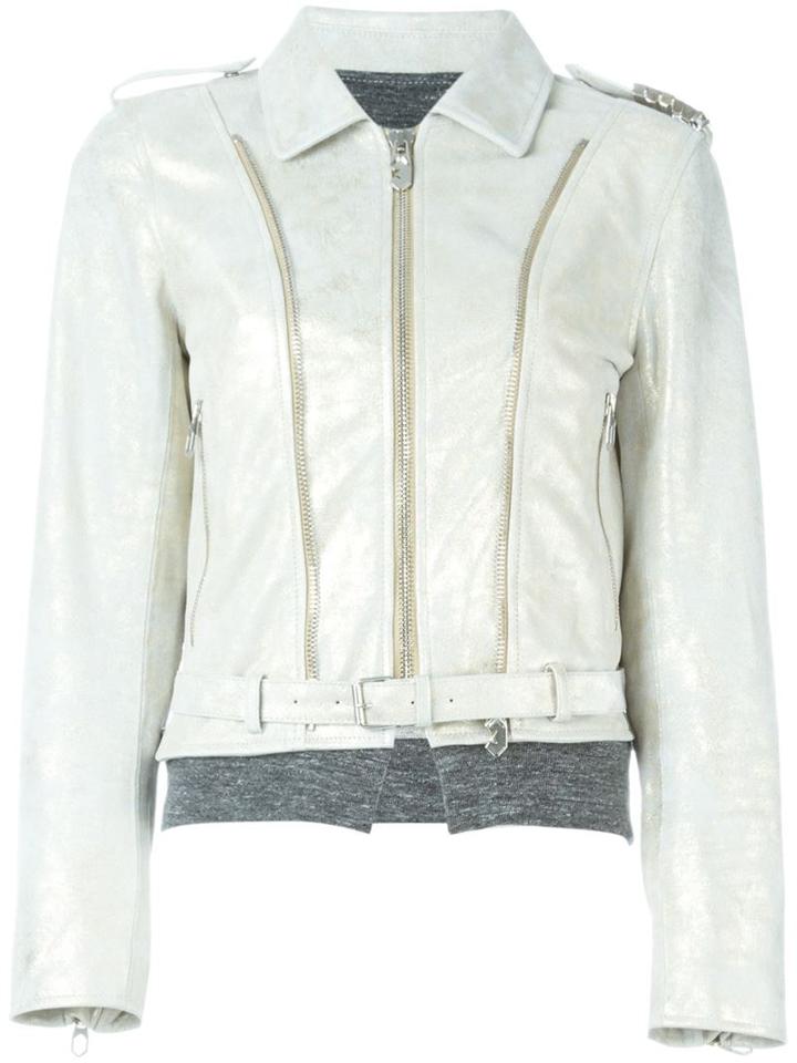 Golden Goose Deluxe Brand Biker Jacket, Women's, Size: M, Grey, Leather/cotton/viscose