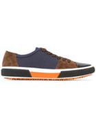Prada Contrast Lace Up Trainers - Blue