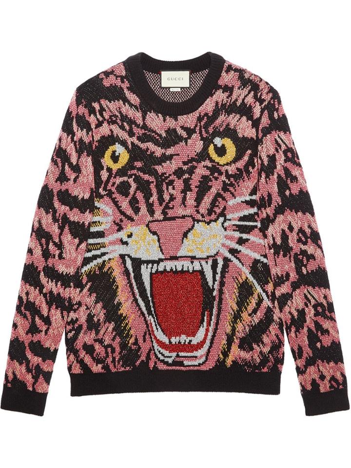 Gucci Lurex Wool Tiger Sweater - Black