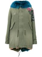 Mr & Mrs Italy - Embroidered Parka Jacket - Women - Cotton/fox Fur/lamb Skin/racoon Fur - S, Green, Cotton/fox Fur/lamb Skin/racoon Fur