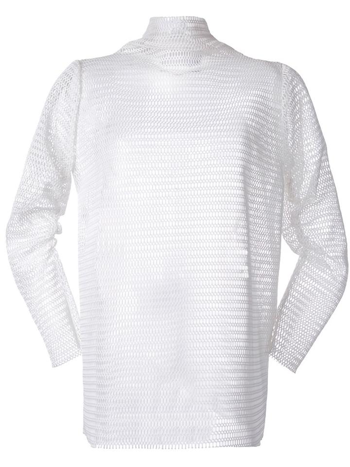 N Duo Mesh Turtleneck Jersey, Women's, Size: 38, White, Cotton