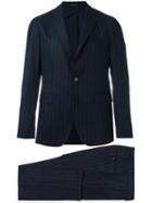 Tagliatore Pinstripe Formal Suit, Men's, Size: 50, Blue, Wool/cupro